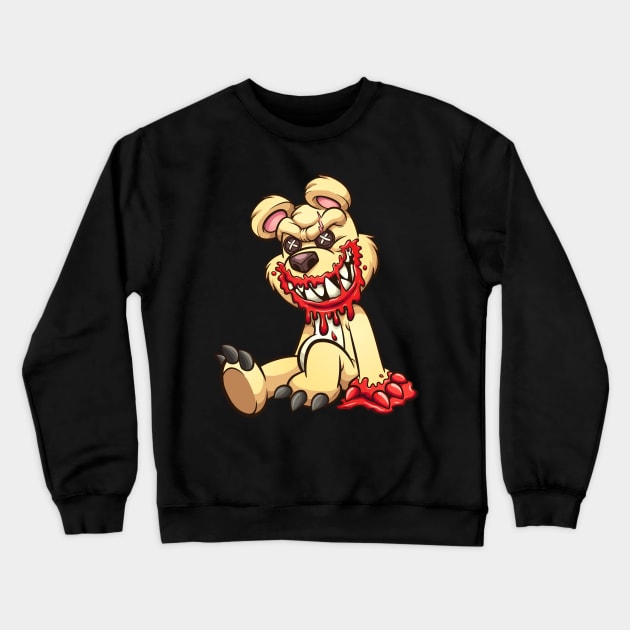 Creepy Teddy bear Crewneck Sweatshirt by memoangeles